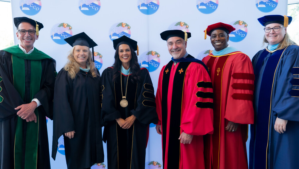 Chancellor Barnes with college presidents and vice chancellors