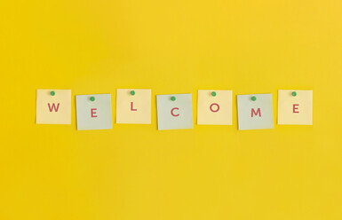 "welcome" in sticky notes