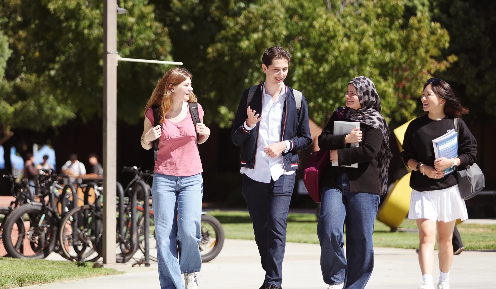 students walking